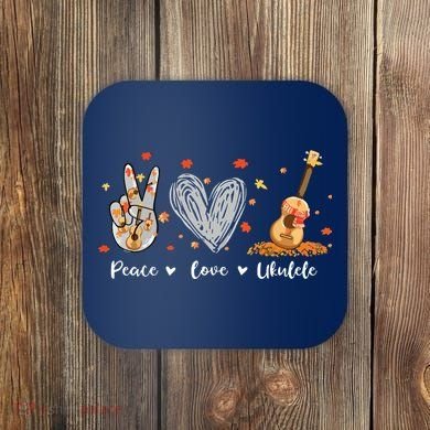 Peace Love Ukulele Hawaiian Ukelele Uke Guitar Players Coaster