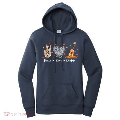 Peace Love Ukulele Hawaiian Ukelele Uke Guitar Players Women's Hoodie
