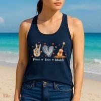 Peace Love Ukulele Hawaiian Ukelele Uke Guitar Players Women's Tank Top thumb 2