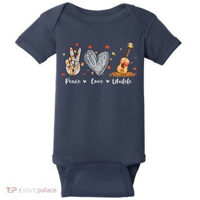 Peace Love Ukulele Hawaiian Ukelele Uke Guitar Players Baby Bodysuit