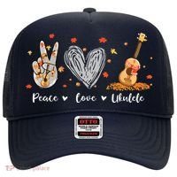 Peace Love Ukulele Hawaiian Ukelele Uke Guitar Players Hat thumb 0