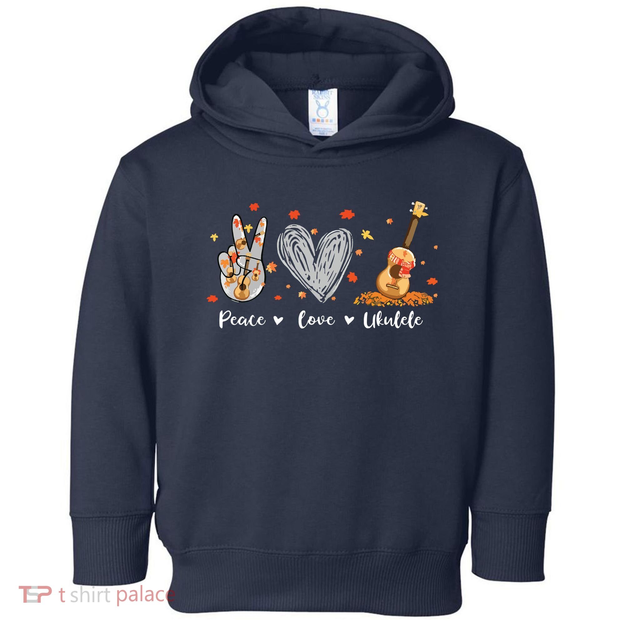 Peace Love Ukulele Hawaiian Ukelele Uke Guitar Players Toddler Hoodie