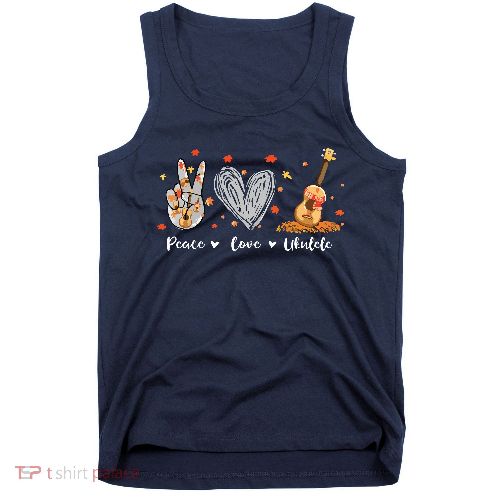 Peace Love Ukulele Hawaiian Ukelele Uke Guitar Players Tank Top