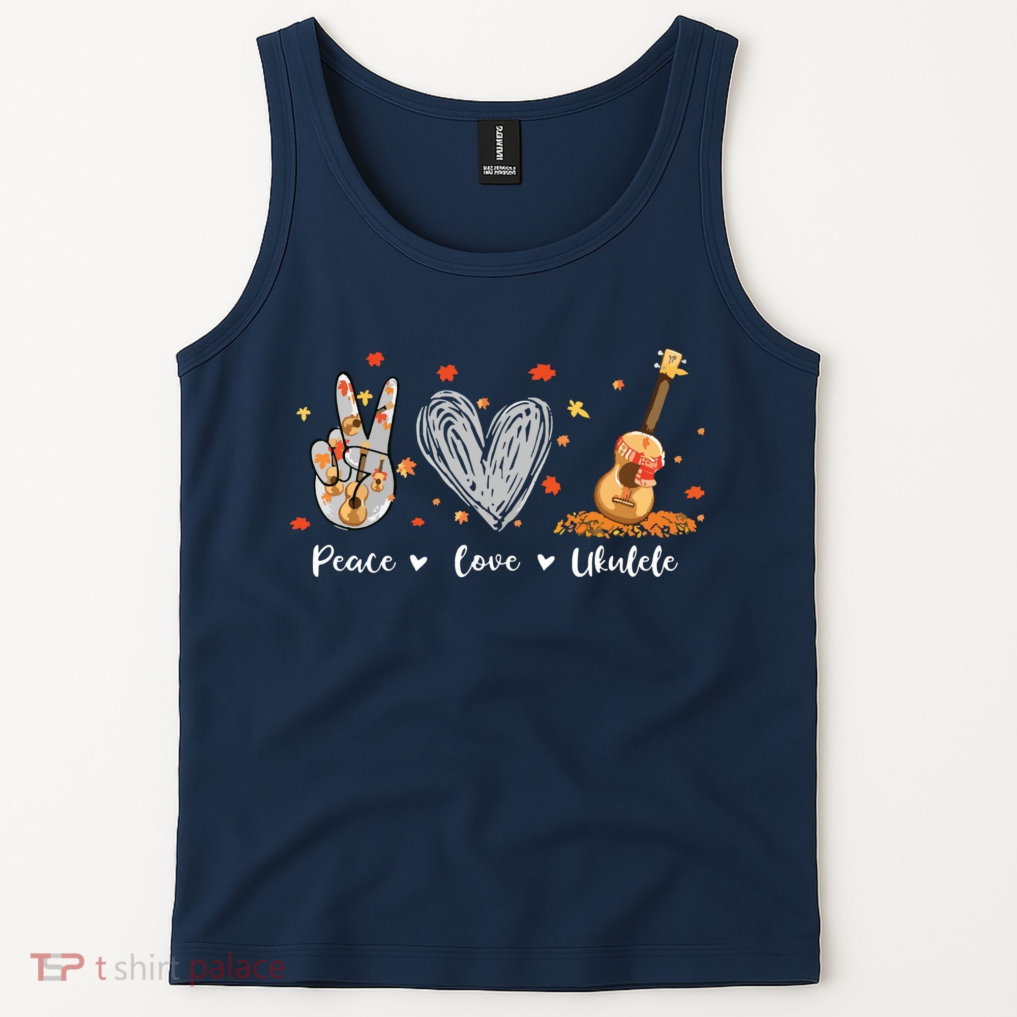 Peace Love Ukulele Hawaiian Ukelele Uke Guitar Players Tank Top