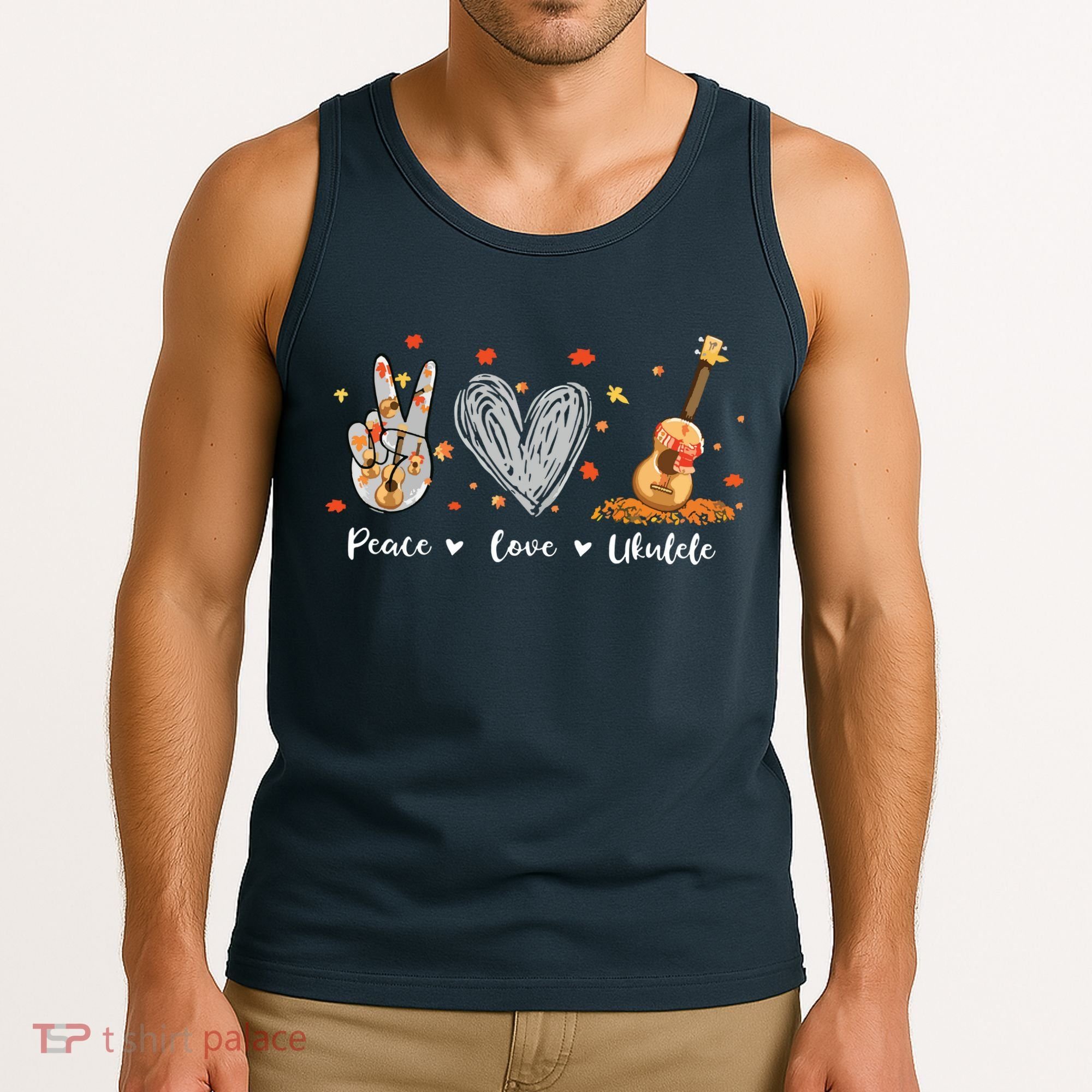 Peace Love Ukulele Hawaiian Ukelele Uke Guitar Players Tank Top