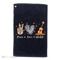 Peace Love Ukulele Hawaiian Ukelele Uke Guitar Players Golf Towel thumb 0