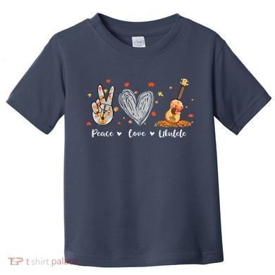 Peace Love Ukulele Hawaiian Ukelele Uke Guitar Players Toddler T-Shirt