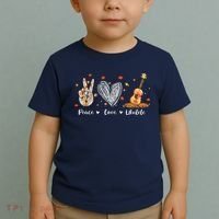 Peace Love Ukulele Hawaiian Ukelele Uke Guitar Players Toddler T-Shirt thumb 2