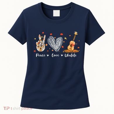 Peace Love Ukulele Hawaiian Ukelele Uke Guitar Players Women's T-Shirt