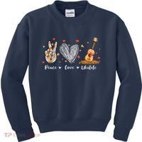 Peace Love Ukulele Hawaiian Ukelele Uke Guitar Players Kids Sweatshirt thumb 0