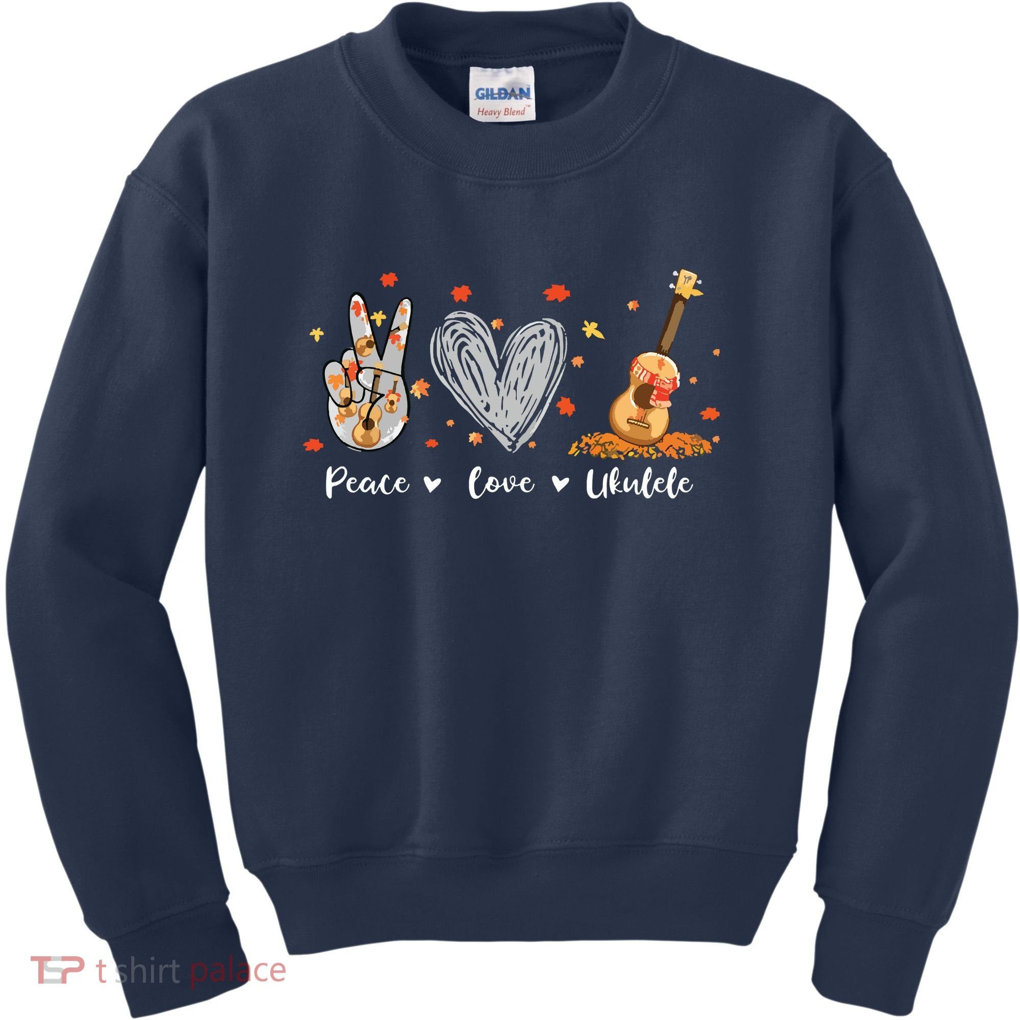 Peace Love Ukulele Hawaiian Ukelele Uke Guitar Players Kids Sweatshirt