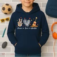 Peace Love Ukulele Hawaiian Ukelele Uke Guitar Players Kids Hoodie thumb 2