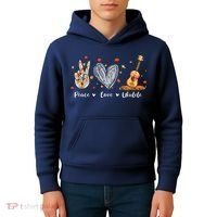 Peace Love Ukulele Hawaiian Ukelele Uke Guitar Players Kids Hoodie thumb 4