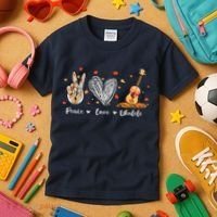 Peace Love Ukulele Hawaiian Ukelele Uke Guitar Players Kids T-Shirt thumb 3