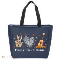 Peace Love Ukulele Hawaiian Ukelele Uke Guitar Players Tote Bag thumb 0