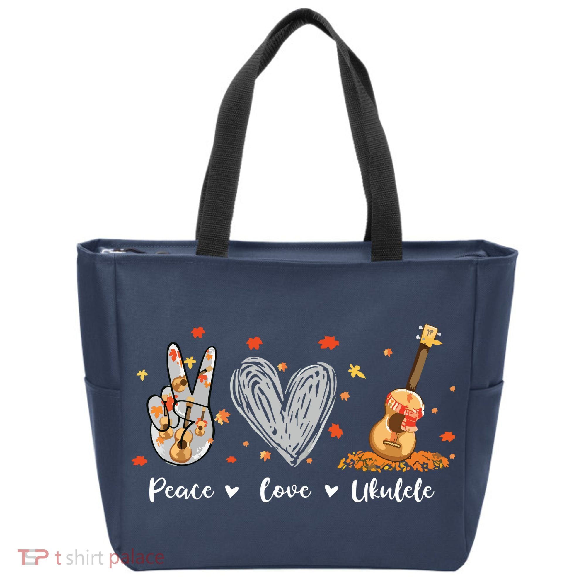 Peace Love Ukulele Hawaiian Ukelele Uke Guitar Players Tote Bag