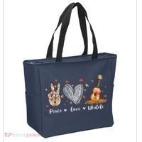 Peace Love Ukulele Hawaiian Ukelele Uke Guitar Players Tote Bag thumb 2