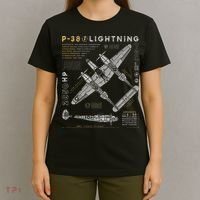 P38 Lightning Vintage P38 Fighter Aircraft Ww2 Aviation T-Shirt thumb 4