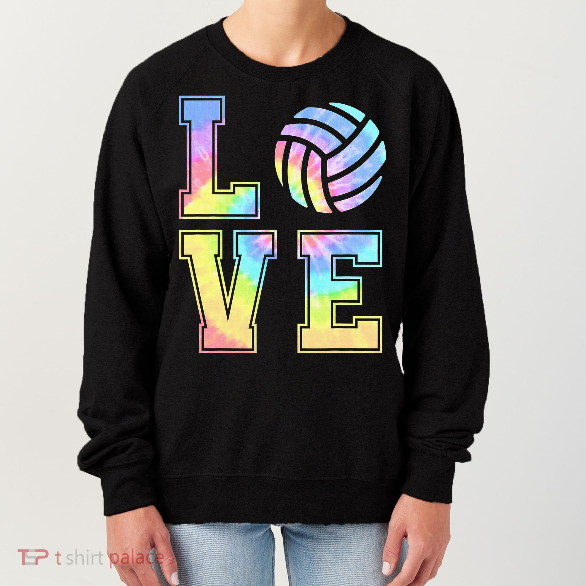 Peace Love Volleyball Tie Dye Cute Volleyball Lovers Women's Sweatshirt