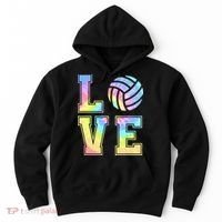 Peace Love Volleyball Tie Dye Cute Volleyball Lovers Hoodie thumb 0