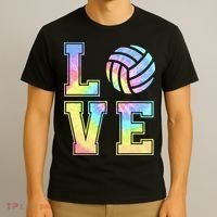 Peace Love Volleyball Tie Dye Cute Volleyball Lovers T-Shirt thumb 3