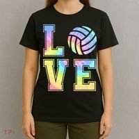 Peace Love Volleyball Tie Dye Cute Volleyball Lovers T-Shirt thumb 4