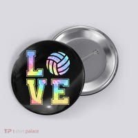 Peace Love Volleyball Tie Dye Cute Volleyball Lovers Button thumb 0