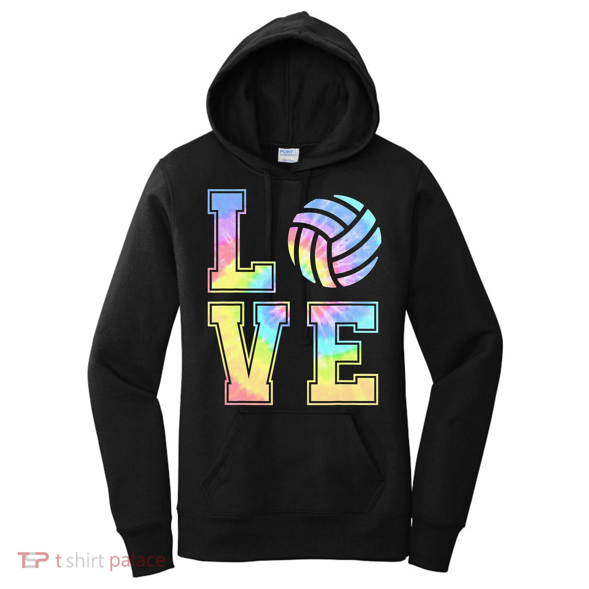 Peace Love Volleyball Tie Dye Cute Volleyball Lovers Women's Hoodie