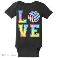 Peace Love Volleyball Tie Dye Cute Volleyball Lovers Baby Bodysuit thumb 0