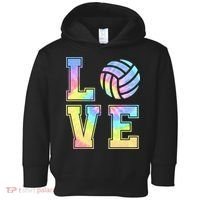 Peace Love Volleyball Tie Dye Cute Volleyball Lovers Toddler Hoodie thumb 0