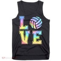 Peace Love Volleyball Tie Dye Cute Volleyball Lovers Tank Top thumb 0