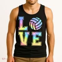 Peace Love Volleyball Tie Dye Cute Volleyball Lovers Tank Top thumb 3