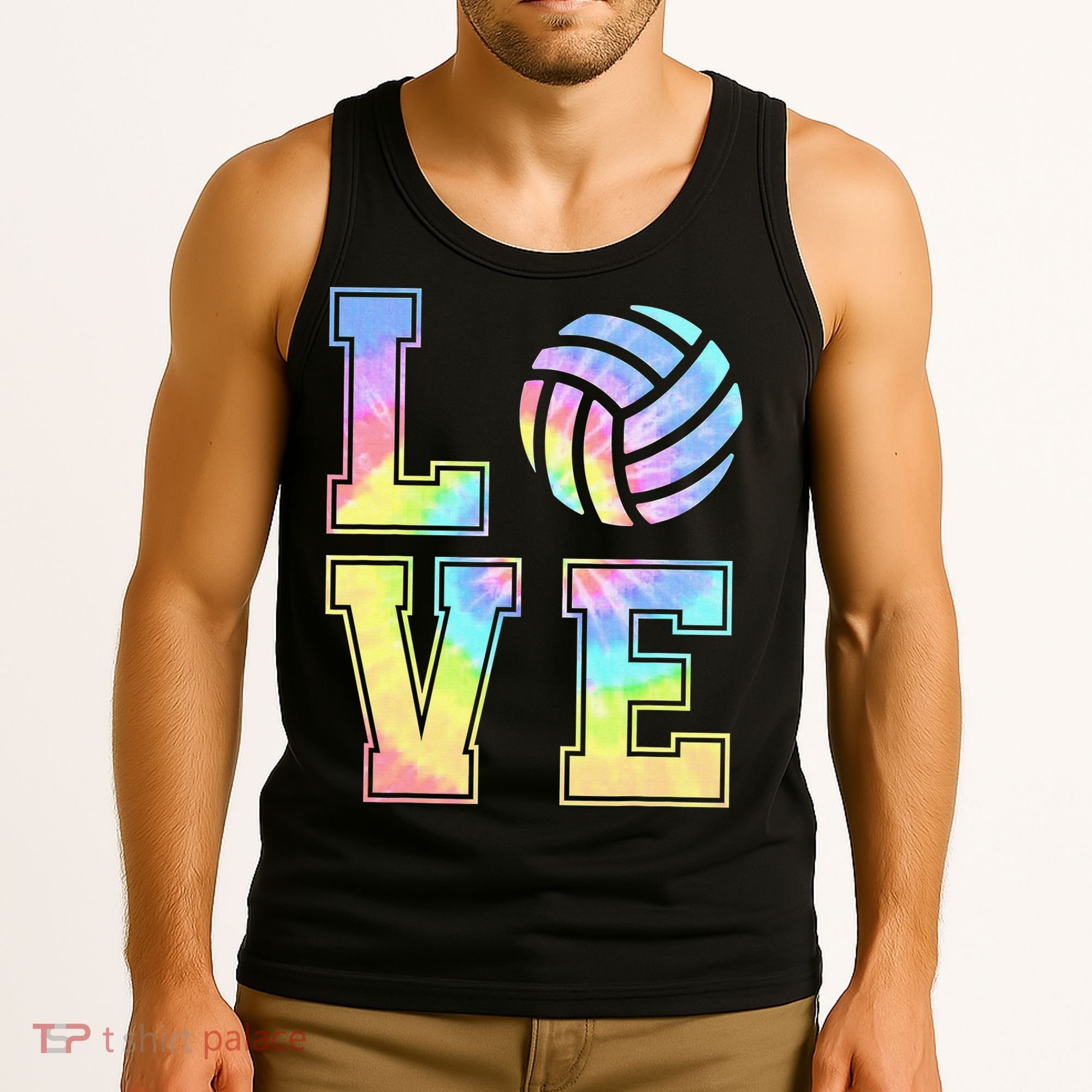 Peace Love Volleyball Tie Dye Cute Volleyball Lovers Tank Top