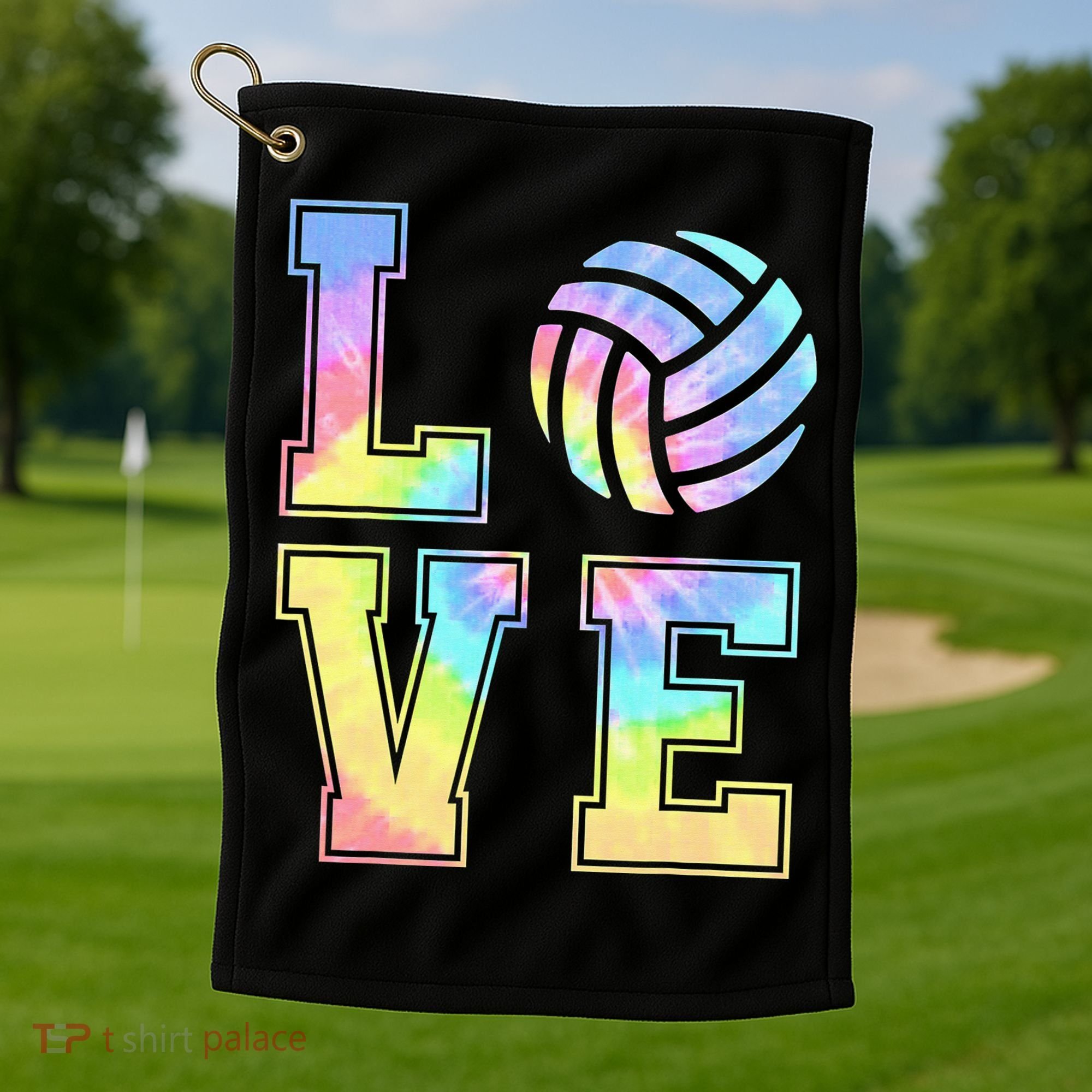 Peace Love Volleyball Tie Dye Cute Volleyball Lovers Golf Towel