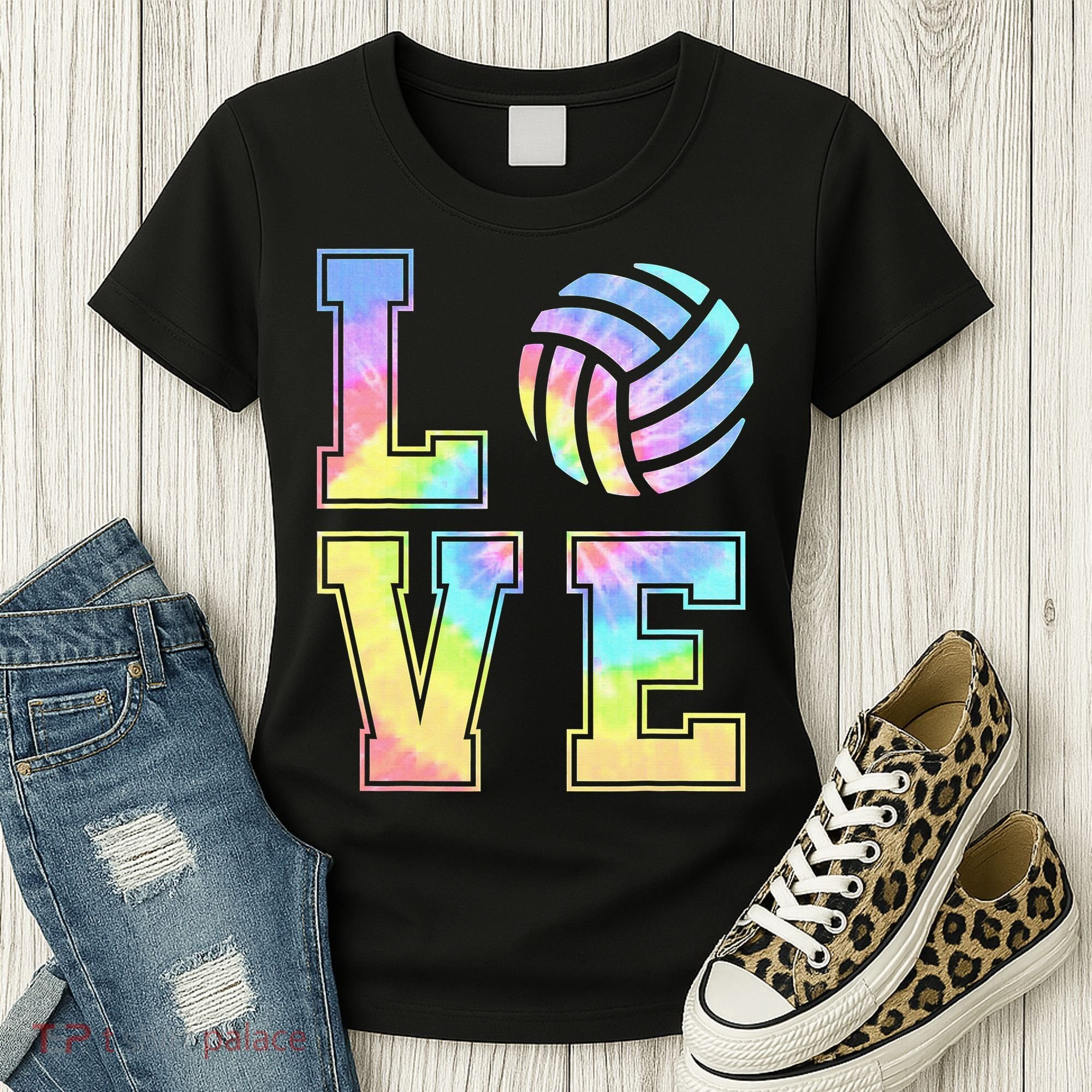 Peace Love Volleyball Tie Dye Cute Volleyball Lovers Women's T-Shirt