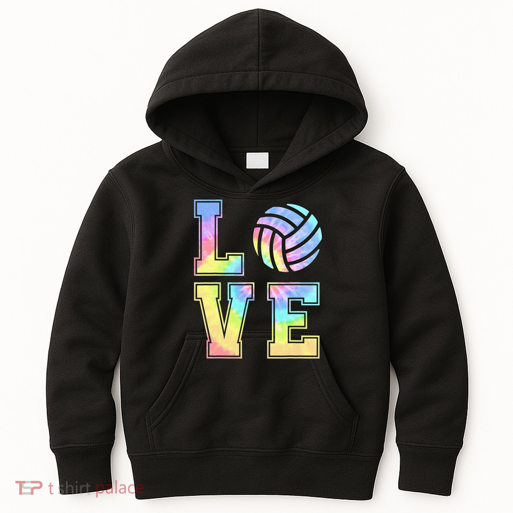 Peace Love Volleyball Tie Dye Cute Volleyball Lovers Kids Hoodie