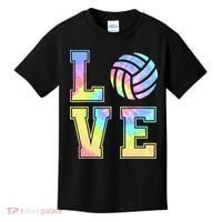 Peace Love Volleyball Tie Dye Cute Volleyball Lovers Kids T-Shirt thumb 0