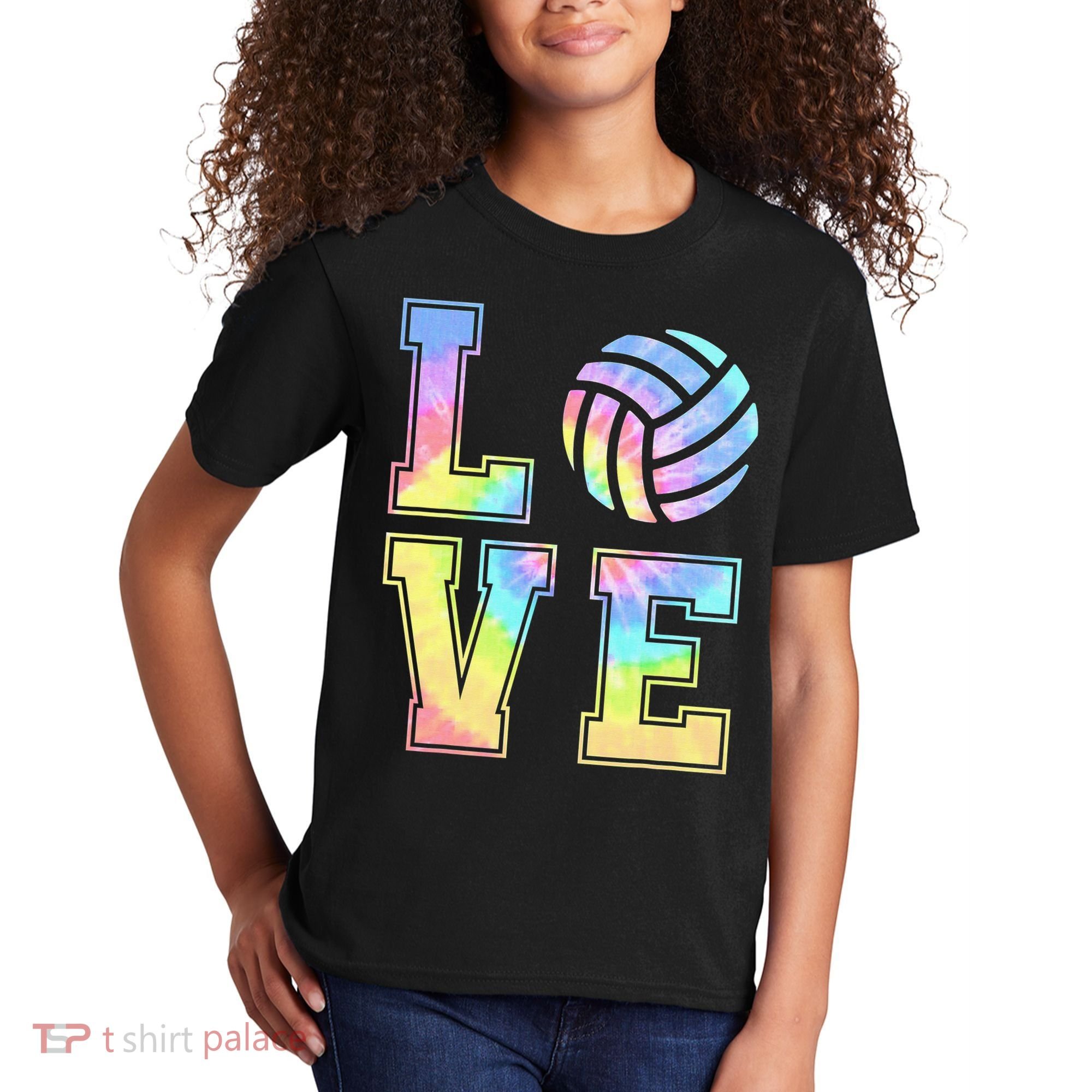 Peace Love Volleyball Tie Dye Cute Volleyball Lovers Kids T-Shirt