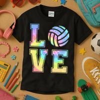 Peace Love Volleyball Tie Dye Cute Volleyball Lovers Kids T-Shirt thumb 3