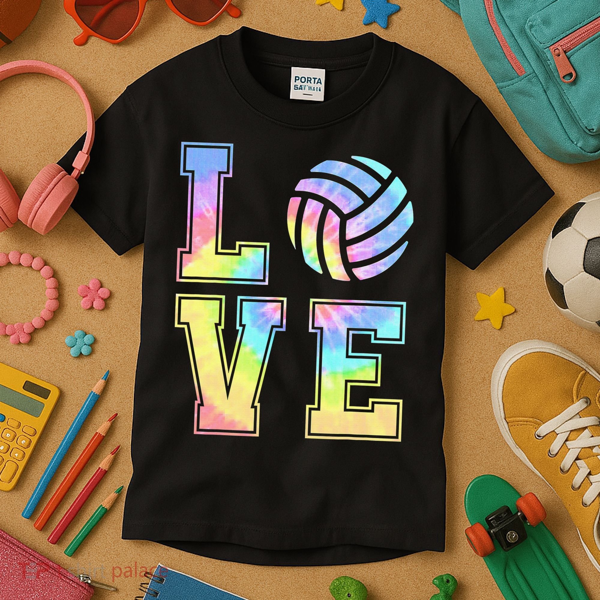 Peace Love Volleyball Tie Dye Cute Volleyball Lovers Kids T-Shirt