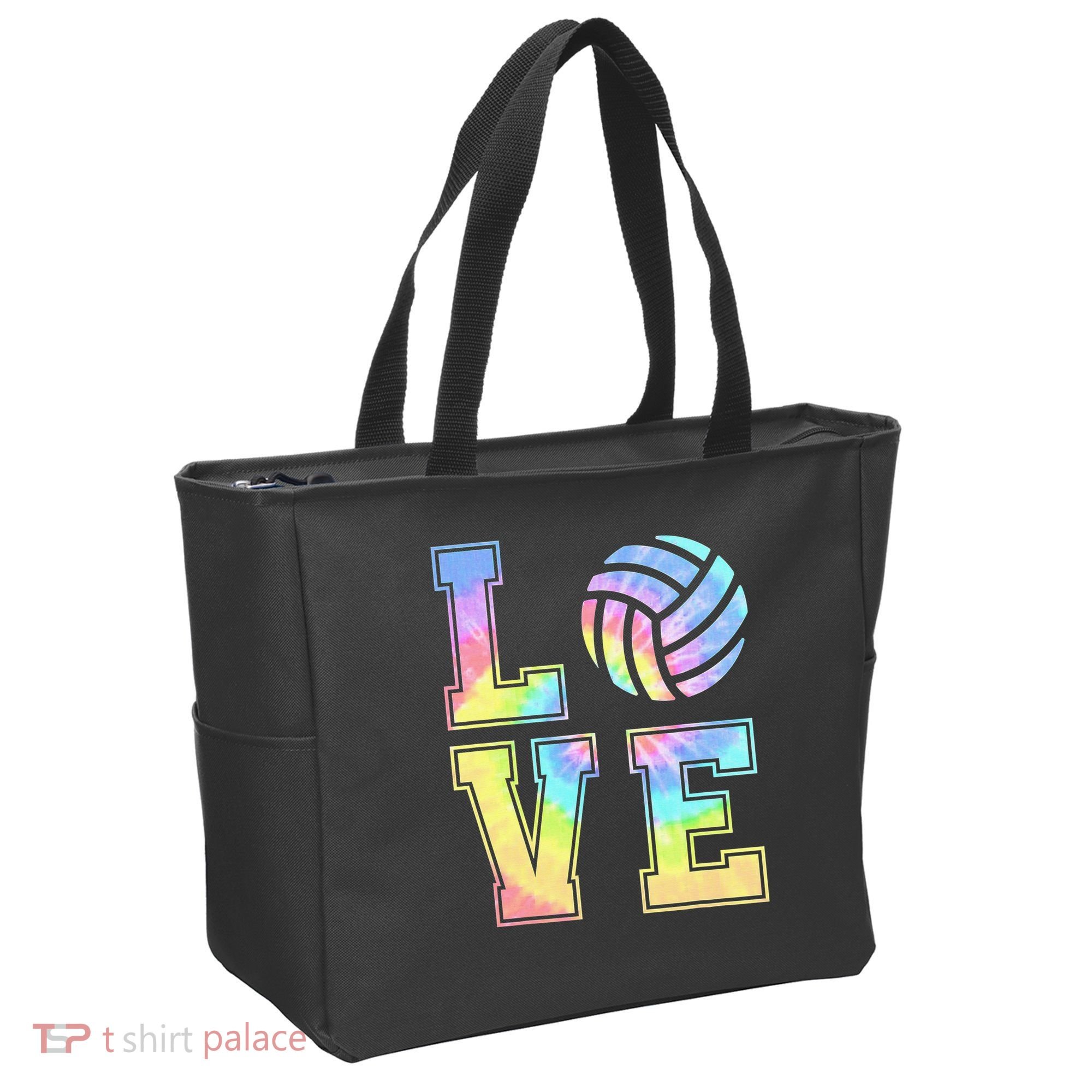 Peace Love Volleyball Tie Dye Cute Volleyball Lovers Tote Bag