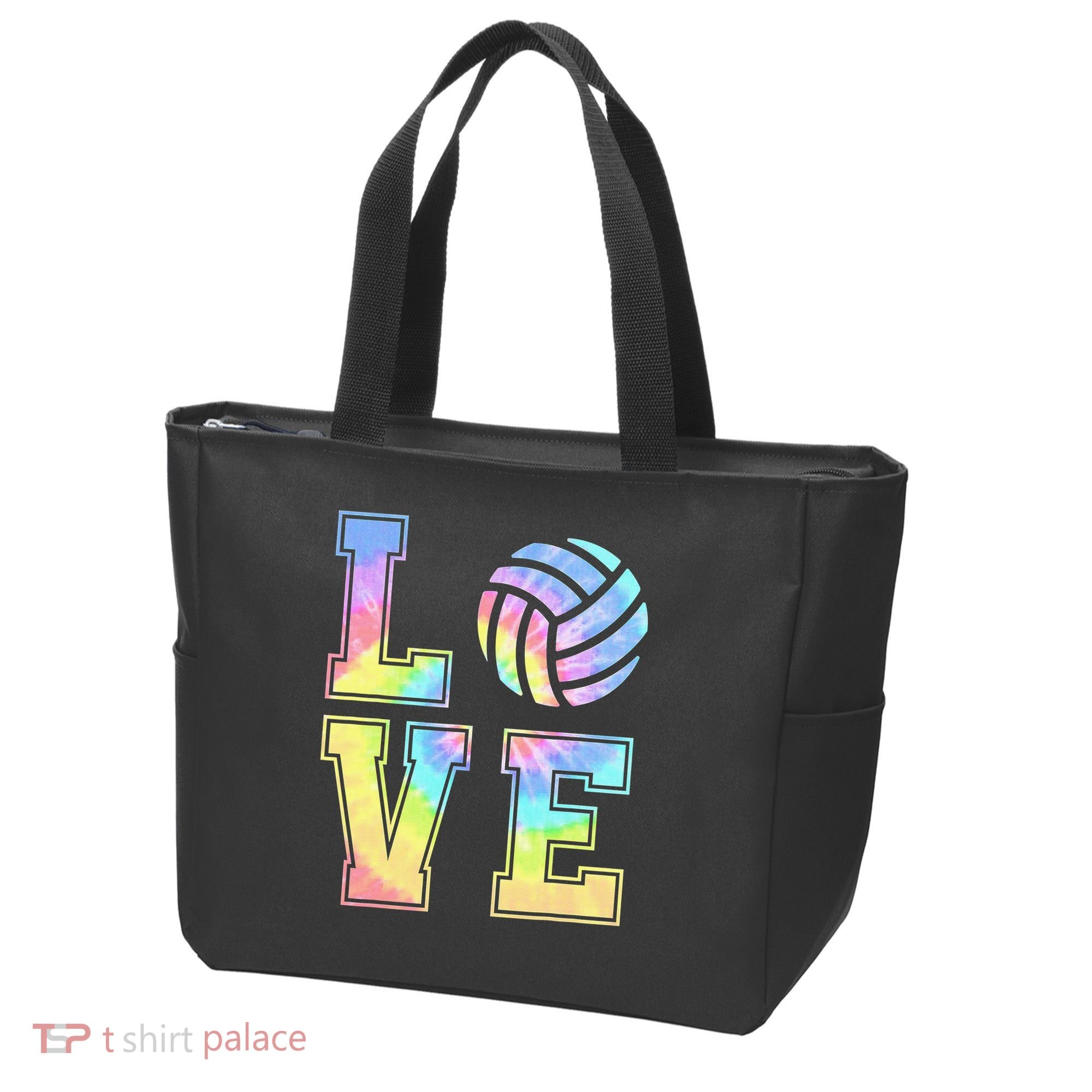 Peace Love Volleyball Tie Dye Cute Volleyball Lovers Tote Bag