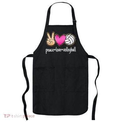 Peace Love Volleyball Leopard Women Ladies Volleyball Apron