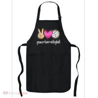 Peace Love Volleyball Leopard Women Ladies Volleyball Apron thumb 0