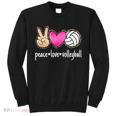 Peace Love Volleyball Leopard Women Ladies Volleyball Sweatshirt