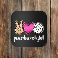 Peace Love Volleyball Leopard Women Ladies Volleyball Coaster thumb 0