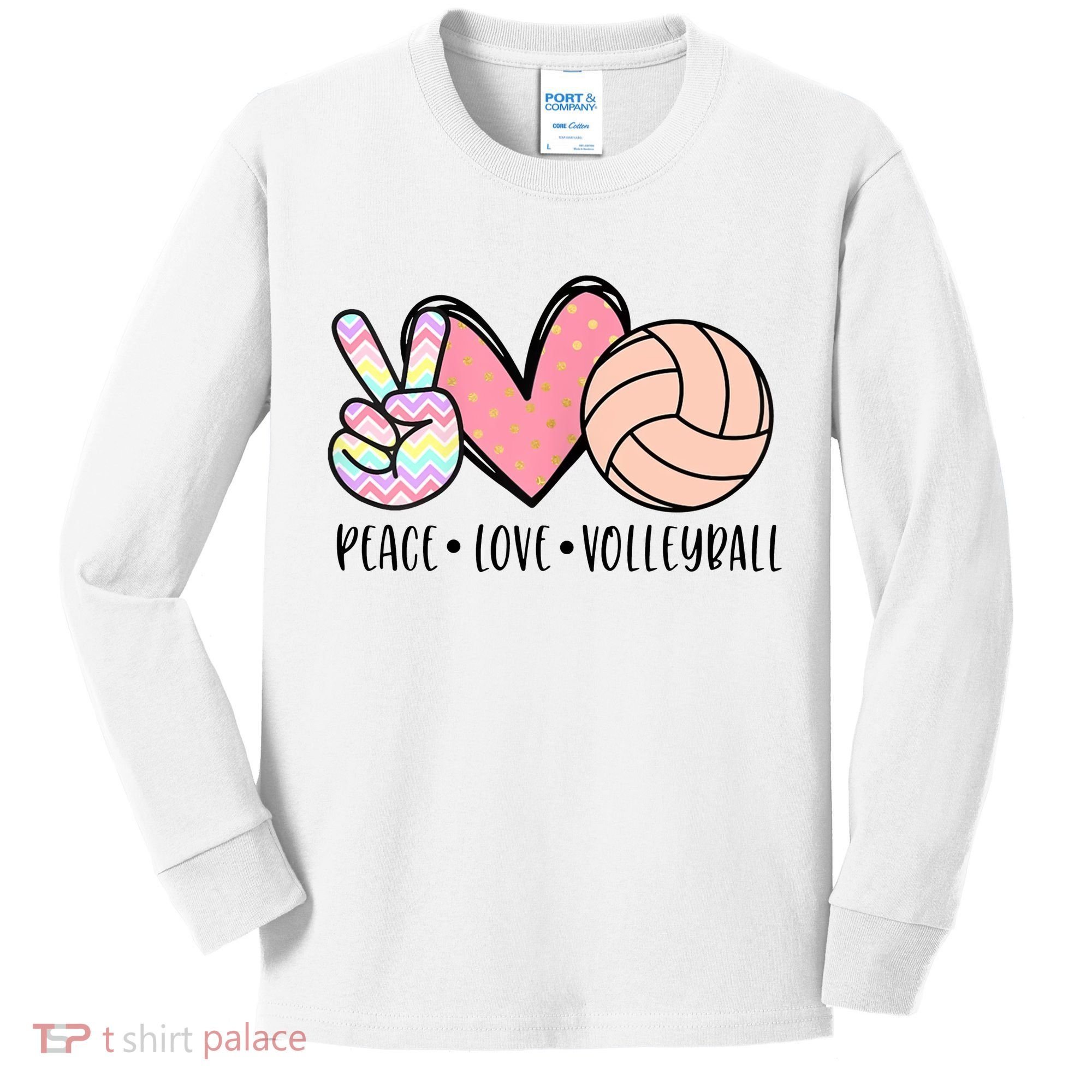 Peace Love Volleyball Kids Long Sleeve Shirt