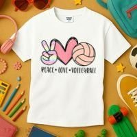 Peace Love Volleyball Kids T-Shirt thumb 3