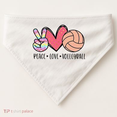 Peace Love Volleyball Cute Design USA-Made Doggie Bandana