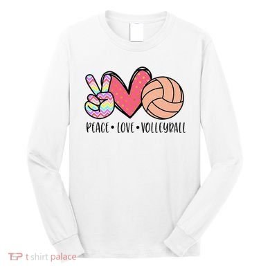 Peace Love Volleyball Cute Design Long Sleeve Shirt